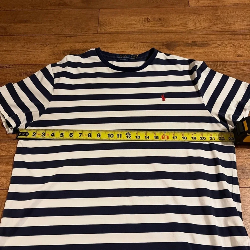 Polo Ralph Lauren Mens Classic Fit Striped T-Shirt Navy White Large